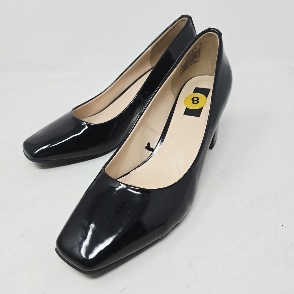 Jones New York Women's Pumps Shoes Size 8 Black Patent Shoe Slip-on Italy Aurora